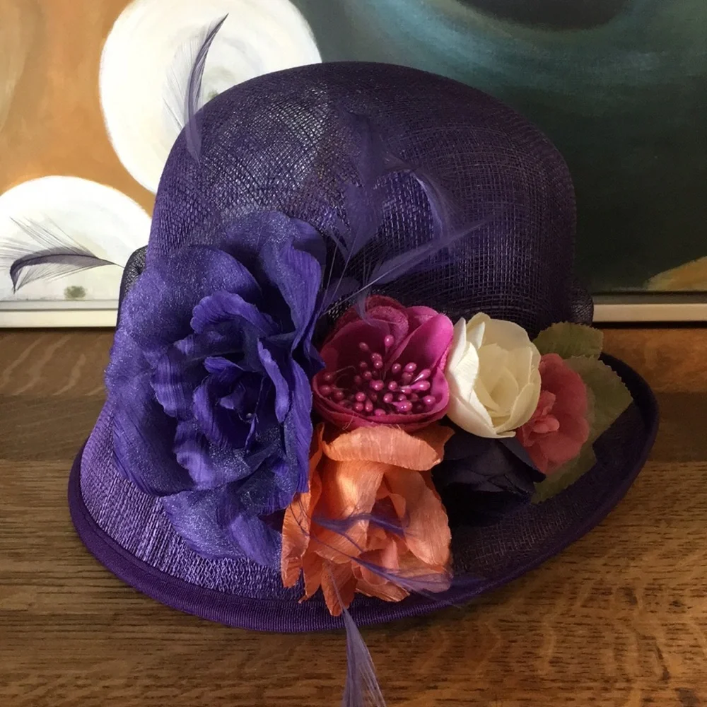 NWT Sinamay Straw Roaring 20's Style Cloche Hat - Picture 2 of 8